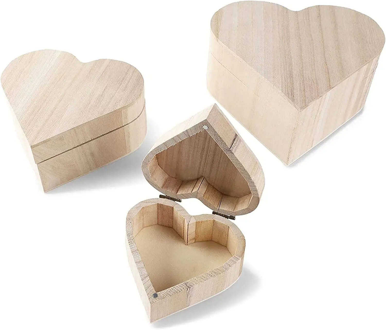 Caja de regalo magnética de madera para regalo, set de 3 joyas brillantes con tapa magnética y cierre de bisagras