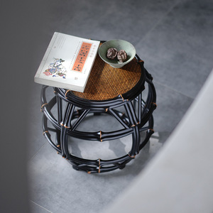 <b>Bamboo</b> Drum <b>Stool</b> Antique Style Round Tea <b>Stool</b> Ming Qing Classical Home <b>Stool</b> - Product Image 3