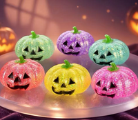 Jouet à presser Citrouille d'Halloween en Maltose, Squishy Jack O' Lantern, Citrouille Scintillante Anti-stress pour Décoration de Fête d'Halloween