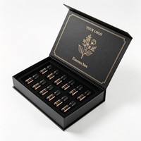 Boîte d'emballage personnalisée noire pour flacons de peptides, boîte rigide à couvercle rabattable pour flacons de peptides avec insert en EVA pour flacons