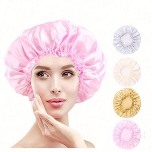 Bonnet de Douche Femme en Satin Imperméable Élastique Réutilisable Extra Large pour la Plage et l'Extérieur – Design Tendance - Product Image 1