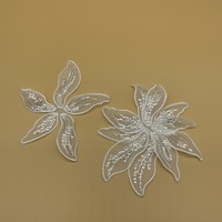 4 lapisan kain Organza 3D dekorasi gaun bunga kain Tule applique bunga pernikahan untuk pengantin manik-manik tempelan tambalan bunga applique