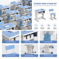 Silla de Escritorio Ajustable para Estudiantes, Muebles para Aula, Mesa de Estudio Escolar, Diseño Duradero con Marco Metálico para Primaria y Primaria Básica