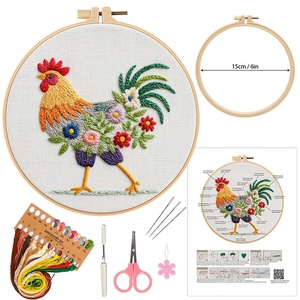Nuevo Kit de <span class=keywords><strong>Bordado</strong></span> de <span class=keywords><strong>Punto</strong></span> de <span class=keywords><strong>Cruz</strong></span> Hecho a Mano para Navidad/Año Nuevo con Tema de Gallo y Flores, Material de Tela de Algodón - Product Image 3