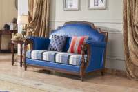Sofa en bois solide de conception européenne antique turque classique royale ensemble 3 sièges meubles de maison