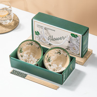Bol et baguettes en céramique de style différent pour la maison, l'hôtel, le restaurant, bols bohèmes/japonais, ensembles de vaisselle pour coffret cadeau