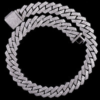 Collier tendance personnalisé en argent 925 plaqué or 18 carats, style hip-hop, avec moissanite sertie à plat, chaîne cubaine en U à deux rangs