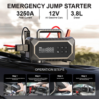 Kompresor Udara Portabel Bertenaga 24000mAh 160PSI, Starter Darurat untuk Mengisi Ban Mobil dengan Booster Baterai, Pompa Udara Mini