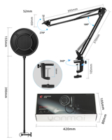 Microfono USB a Condensatore Cardioide con Cancellazione del Rumore, Portatile, in Plastica, per Registrazione in Studio, con Braccio, Filtro Anti-Pop, Supporto Anti-Shock, Cablato, in Metallo