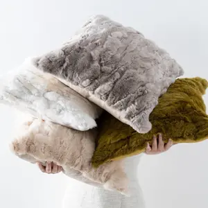 豪华坐垫套真兔毛抱枕套沙发抛抱枕套用于家居装饰
