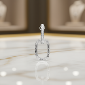 Pendientes de Aro de Plata 925 Hilton H. Conover con Diamantes, Diseño Minimalista en Forma de Candado, Corte Brillante Redondo, Engaste en Canal, Unisex, para Uso Diario - Product Image 2