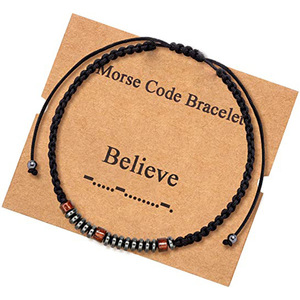 Pulseras <span class=keywords><strong>de</strong></span> código Morse <span class=keywords><strong>para</strong></span> adolescentes, regalos inspiradores, <span class=keywords><strong>amistad</strong></span>, delicada, ajustable, envoltura <span class=keywords><strong>de</strong></span> cuentas - Product Image 2
