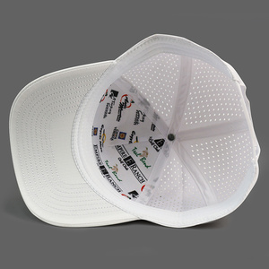 Casquettes et chapeaux athlétiques noirs pour hommes, personnalisables avec logo, performance, 5 panneaux, imperméables, perforées au laser, style trucker, golf, snapback - Product Image 6