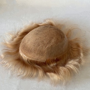 Tupé de Cabello Dorado para <span class=keywords><strong>Hombre</strong></span>, con Encaje Francés Blanqueado en la Parte Delantera y Prótesis de PU, Venta al por Mayor en China, Modelo Q6 # Parche para la Caída del Cabello 22 - Product Image 2