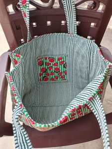 Bolso Tote de Algodón Acolchado con Estampado de Sandía, Estilo Jaipuri, Bolso de Hombro Elegante para Mujer, Bolso de Viaje - Product Image 4