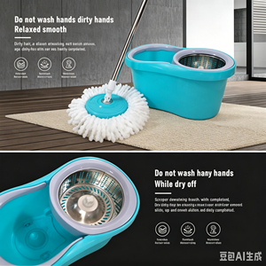 Ensemble de balai serpillère rotatif en microfibre avec seau essoreur et manche absorbant en plastique, idéal pour le nettoyage des sols domestiques - Vente chaude et populaire - Product Image 4