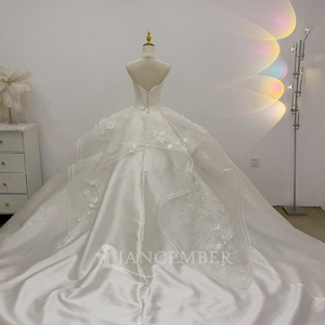 Lsjj155 Luxury <b>Wedding</b> Dress Spaghetti Straps 3D Floral Applique Layered Ruffle Formal Princess Bridal Ball Gown Jancember - Product Image 3