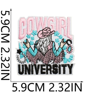 Bán buôn tùy chỉnh thêu vá cao bồi phương Tây thêu vải dán màu Hồng Cô Gái vá Sticker túi áo khoác trang trí - Product Image 2