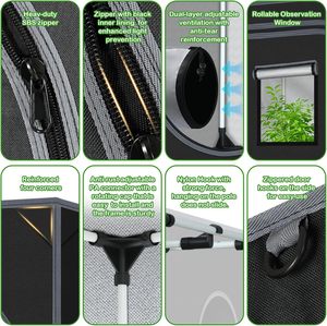 Invernadero de Tela para Cultivo de Plantas de Interior, Modelo 600d/1680d, <span class=keywords><strong>Pequeño</strong></span> y Moderno, con Marco de Acero, Fácil de Montar, Impermeable y Ecológico para Uso Doméstico - Product Image 5