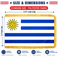Drapeau personnalisé en polyester double face Uruguay Soleil de Mai pour la Fête de l'Indépendance, bannière extérieure anti-UV et anti-plis