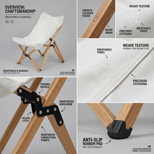 <span class=keywords><strong>Chaise</strong></span> pliante de loisirs à cadre noir avec <span class=keywords><strong>toile</strong></span> en coton pour le camping en plein air, la terrasse et la détente dans la cour - Product Image 4