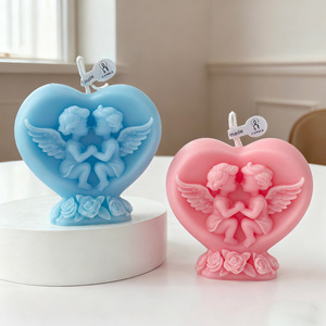 Vela aromática con forma de corazón de ángel tallado en 3D, con base de rosas, para San Valentín, bodas y decoración del hogar. - Product Image 3