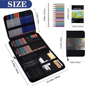 Kit de dessin et d'esquisse de 71 pièces, fournitures artistiques pour adultes, artistes débutants, crayons de couleur, <span class=keywords><strong>aquarelle</strong></span>, <span class=keywords><strong>graphite</strong></span>, fusain - Product Image 5