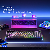 AULA F98 Pro V3 Gasket Mechanical Keyboard 3-Mode BT 2.4G RGB OLED Smart Screen Hot-Swap Gaming Keyboard untuk PC Mac