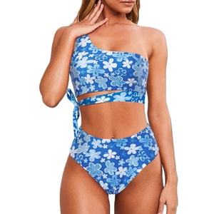Service OEM 2023 Guangzhou Outpace Maillot de bain 2 pièces sexy style chaîne imprimé floral push-up coupe haute séchage rapide - Product Image 3