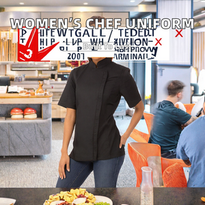 Chaqueta de Chef para Mujer, Manga Larga, Tejido de Algodón y Poliéster con Serigrafía, Cierre de Cremallera, Detección de Agujas, para Uniforme de Restaurante y Bar - Product Image 2