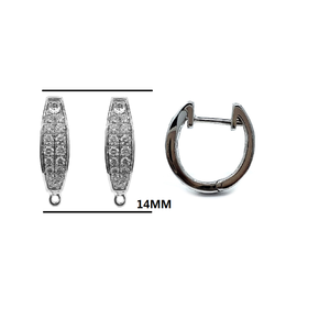 Chine bijoux en gros précieux de haute qualité 14k solide or blanc véritable diamant rond mince cerceaux boucle d'oreille pour femme - Product Image 2