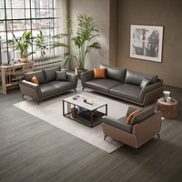 Ensemble de canapés de bureau en cuir de style nordique européen moderne, design modulaire, hôtels, bureaux à domicile