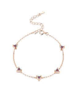 Pulsera de Cadena Plateada en Plata S925 con Cristal Tallado en Triángulo y Diamantes de Imitación, Diseño Geométrico Minimalista, Joyería para Uso Diario de Mujer - Product Image 1