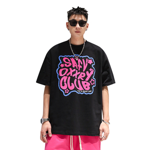 Nhà sản xuất quần áo tùy chỉnh in nam T-SHIRT nặng 100% cotton 240 gram tay áo ngắn Loose O-cổ Bảng chữ cái giản dị - Product Image 5