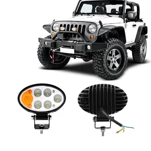 12v/24v 8 Leds lumière ovale tout-terrain avec clignotant 36W faisceau d'inondation LED lumière de travail pour tracteur chariots élévateurs voiture