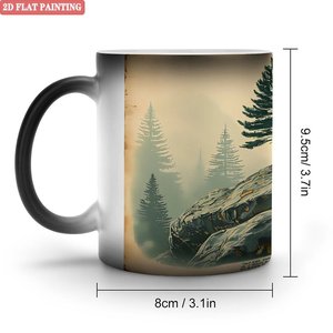 Frosted Black 11oz <b>Ceramic</b> <b>Mug</b> Heat Activated Color Changing Cup Sublimation Blank For Custom Design - Product Image 1