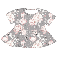 Chemise Peplum à Manches Courtes Confortable et Tendance pour Petites Filles, Impression Personnalisée, Vêtements en Bambou Doux pour Enfants, MOQ Faible