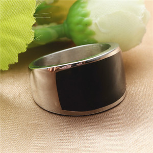 Titanium Steel Black Epoxy Resin <b>Ring</b> Geometric Unisex Fashion Jewelry Gift - Product Image 1
