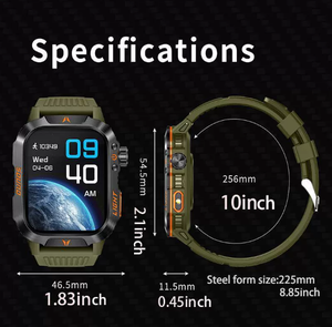 Reloj Inteligente DF TAC Rectangular Negro Verde Azul Camuflaje Wooods Camo SS con Correa de Silicona para Actividades al Aire Libre 600mAH HT26 - Product Image 6