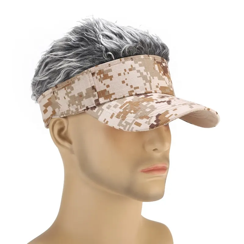 2020トレンドの野球帽メンズバイザートゥーピーキャップマルチパネル帽子綿100% プレーン男性ぬいぐるみウィッグヘア付き一般的な大人
