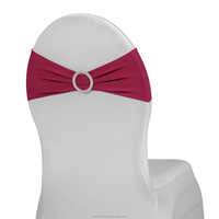 Rubans de chaise élastiques en polyester/spandex rouges, lot de 50 avec boucles, pour décorations de mariage, fête prénatale et banquet