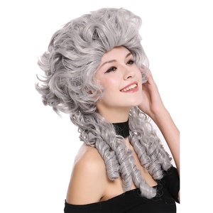 Pelucas de disfraz de fiesta sintéticas grises para mujer rizadas barrocas del siglo 17 - Product Image 2