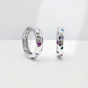 ต่างหูเงินแท้ 925 ชุบทอง รูปทรงเรขาคณิต ประดับเพชรซิคอนสีสันสดใส เรียบง่าย ไม่ซ้ำใคร สไตล์ครูตะวันตก ทันสมัย ราคาโรงงาน - Product Image 4