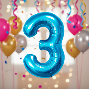 Ballon Chiffre Amour Bleu Métallique 100cm pour Fête d'Anniversaire Décorations Enfants - Product Image 2