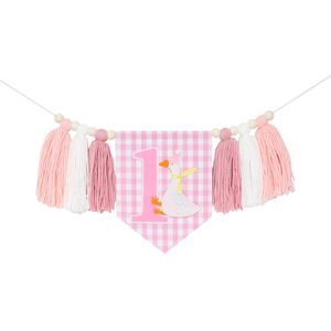 Goose Thème <span class=keywords><strong>Anniversaire</strong></span> Glands Bannière Bébé Cap <span class=keywords><strong>1er</strong></span> <span class=keywords><strong>Anniversaire</strong></span> Bois Perle Gland Guirlande pour La Décoration Intérieure - Product Image 3