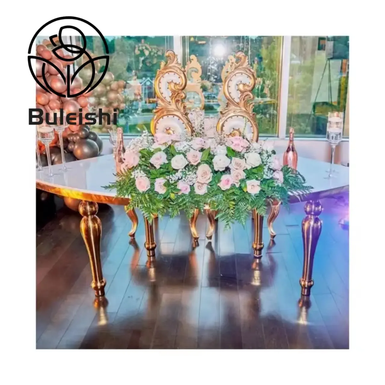 Suministros de muebles de boda Silla y mesa de oro moderna mesa de recepción de boda