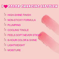 Rouge à lèvres vegan de luxe à marque privée, changement de couleur en fonction du pH, faible MOQ, rouge à lèvres transparent en gelée, changement de couleur de fleur