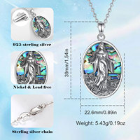 Changda 925 argent sterling nacre religieuse madonna catholique jésus vierge marie pendentif collier pour femmes