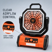 Ventilateur de camping extérieur avec panneau solaire, fonction minuterie, chargement USB, batterie portable 20 000 mAh, lampe à oscillation automatique