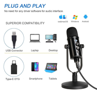 Microphone à condensateur USB professionnel OEM pour enregistrement, microphone de studio de bureau YR13
